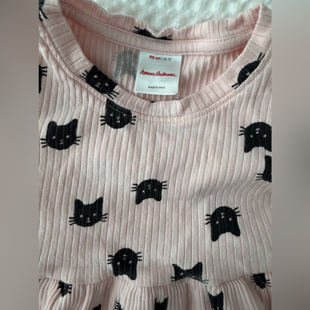 Hanna Andersson black cat print dress 3T - Picture 2 of 4